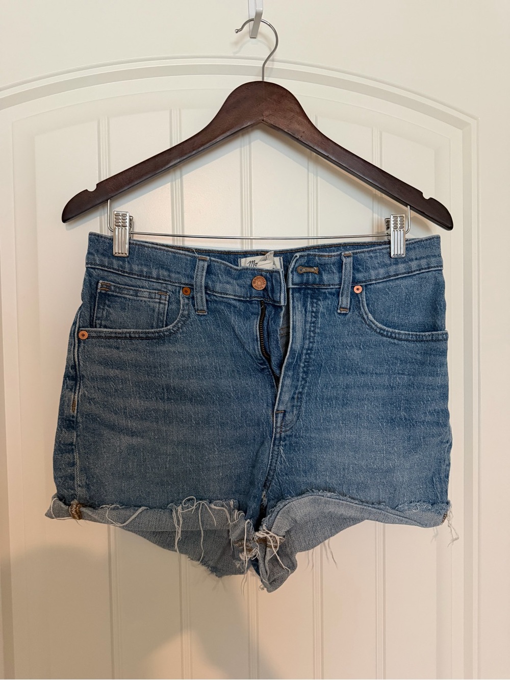 Madewell Medium Blue High-Rise Cutoff Denim Shorts
